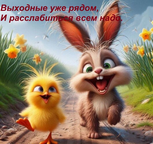 Открытка Выходные уже рядом, И расслабиться всем надо.