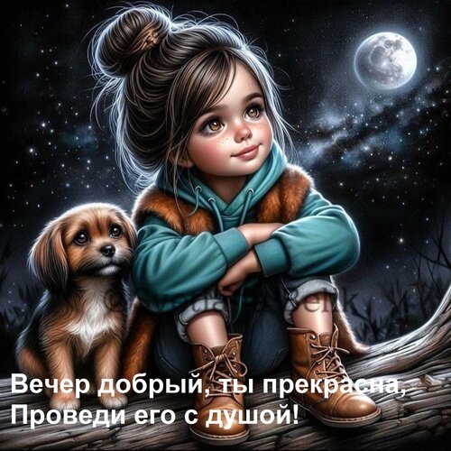 Открытка Вечер добрый, ты прекрасна, Проведи его с душой!