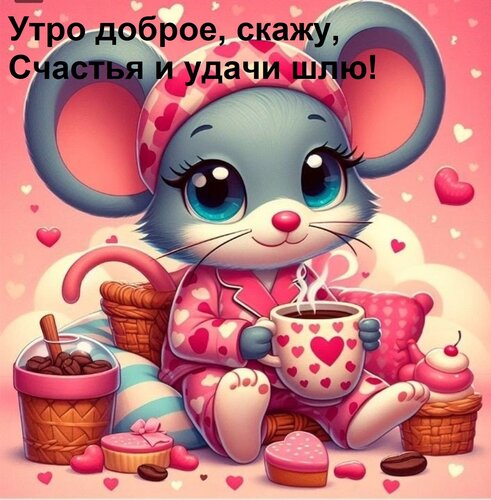 Открытка Утро доброе, скажу, Счастья и удачи шлю!