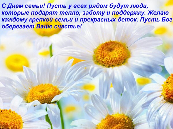 Открытка С Днем семьи! Пусть у всех рядом будут люди, которые подарят тепло, заботу и поддержку. Желаю каждом