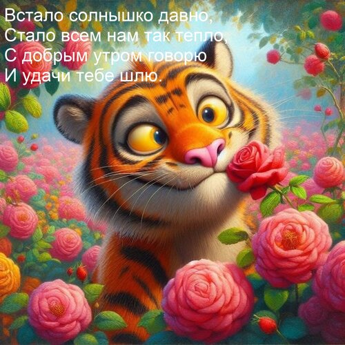 Открытка Встало солнышко давно, Стало всем нам так тепло, С добрым утром говорю И удачи тебе шлю.