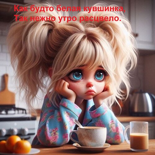 Открытка Как будто белая кувшинка, Так нежно утро расцвело.