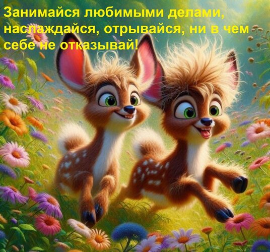 Открытка Занимайся любимыми делами, наслаждайся, отрывайся, ни в чем себе не отказывай!