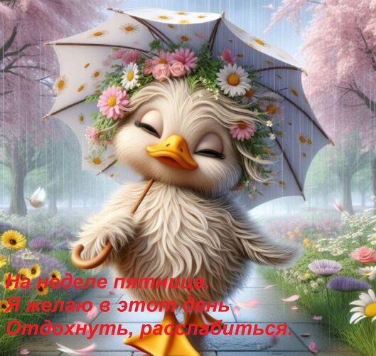 Открытка На неделе пятница. Я желаю в этот день Отдохнуть, расслабиться.