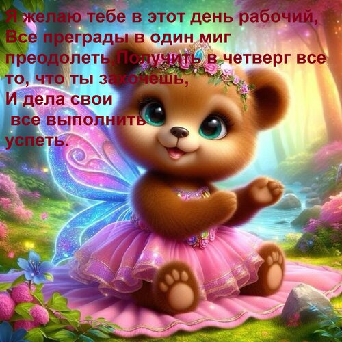 Открытка Я желаю тебе в этот день рабочий, Все преграды в один миг преодолеть, Получить в четверг все то, что