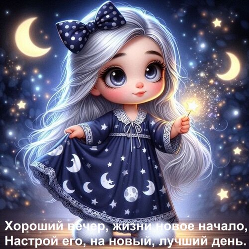 Открытка Хороший вечер, жизни новое начало, Настрой его, на новый, лучший день.