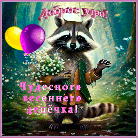 Анимированная открытка Доброе утро! Чудесного весеннего денёчка!