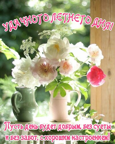 Открытка Пусть день будет добрым, без суеты и без забот, с хорошим настроением!