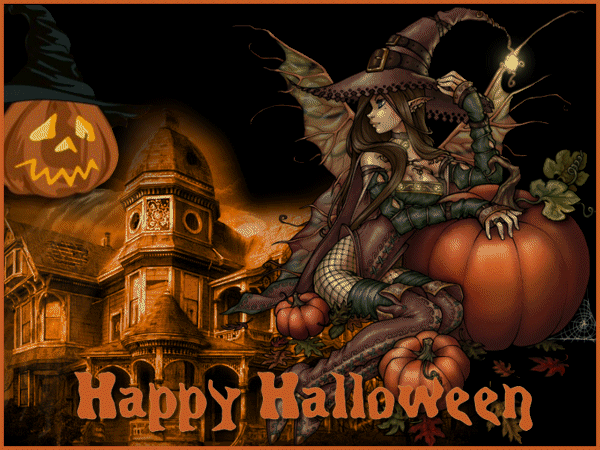 Анимированная открытка с хэллоуином