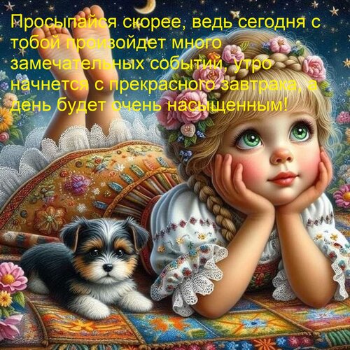 Открытка Просыпайся скорее, ведь сегодня с тобой произойдет много замечательных событий, утро начнется с пр