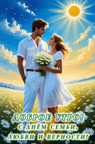 Открытка ДОБРОЕ УТРО! С ДНЕМ СЕМЬИ, ЛЮБВИ И ВЕРНОСТИ!