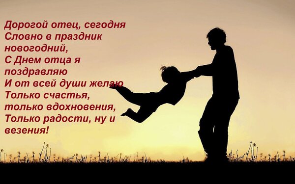 Открытка Дорогой отец, сегодня Словно в праздник новогодний, С Днем отца я поздравляю И от всей души желаю То