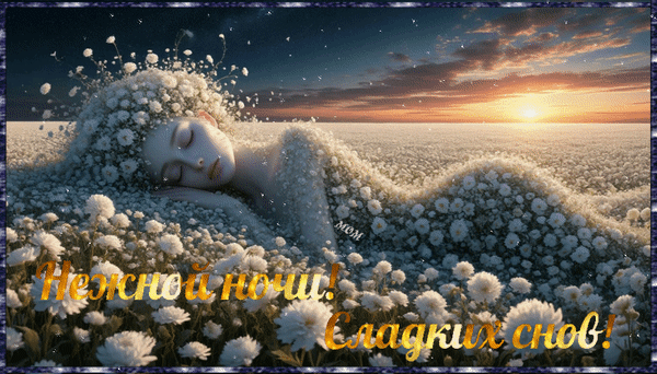Анимированная открытка Нежной ночи! Сладких снов!