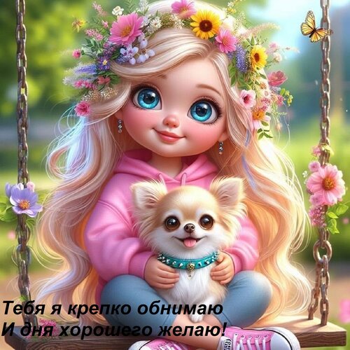 Открытка Тебя я крепко обнимаю И дня хорошего желаю!