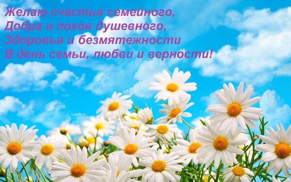 Открытка Желаю счастья семейного, Добра и покоя душевного, Здоровья и безмятежности В день семьи, любви и вер