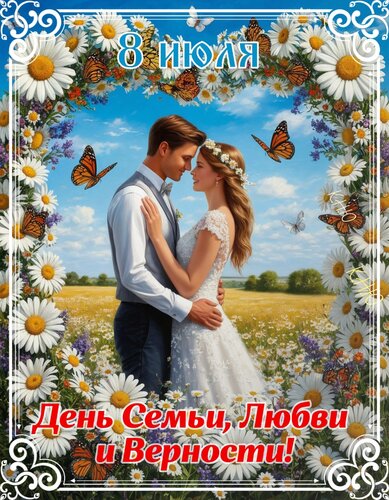Открытка 8 июля День семьи, любви и верности.