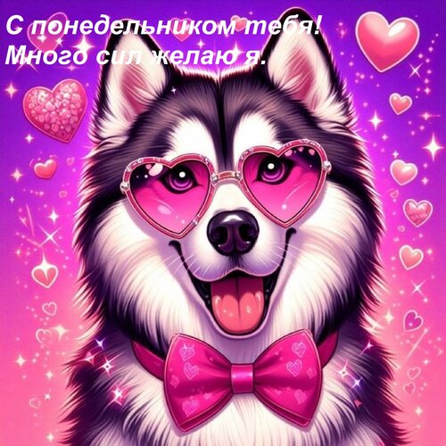 Открытка С понедельником тебя! Много сил желаю я.