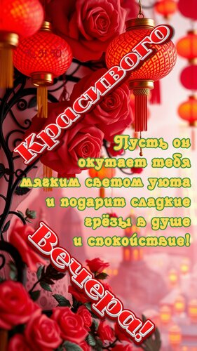 Открытка Красивого вечера. Пусть он окутает тебя мягким светом уюта и подарит сладкие грёзы в душе и спокойс.