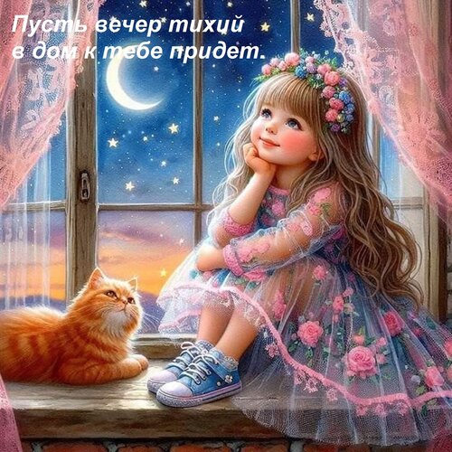 Открытка Пусть вечер тихий в дом к тебе придет.