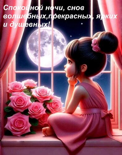 Открытка Спокойной ночи, снов волшебных, Прекрасных, ярких и душевных!