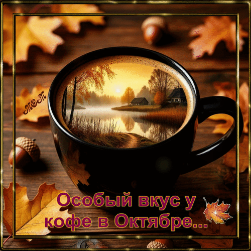 Анимированная открытка Особый вкус у кофе в Октябре...