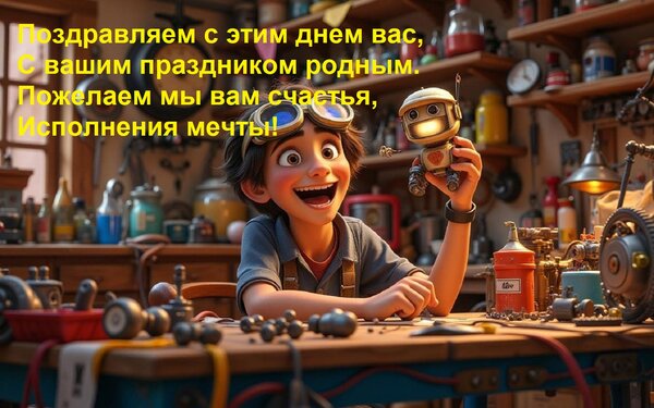 Открытка Поздравляем с этим днем вас, С вашим праздником родным. Пожелаем мы вам счастья, Исполнения мечты!