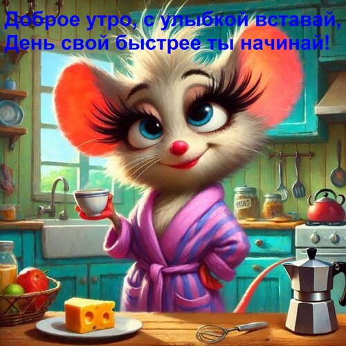 Открытка Доброе утро, с улыбкой вставай, День свой быстрее ты начинай!