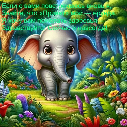 Открытка Если с вами повстречаюсь вновь я, Знайте, что «Привет» мой — ерунда. Я хочу вам пожелать здоровья —