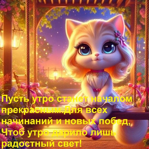 Открытка Пусть утро станет началом прекрасным Для всех начинаний и новых побед, Чтоб утро дарило лишь радостн