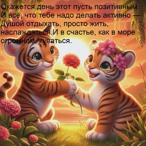 Открытка Окажется день этот пусть позитивным. И всё, что тебе надо делать активно — Душой отдыхать, просто жи