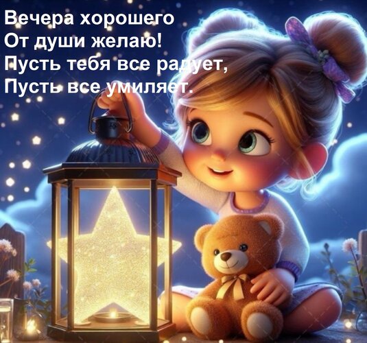 Открытка Вечера хорошего От души желаю! Пусть тебя все радует, Пусть все умиляет.