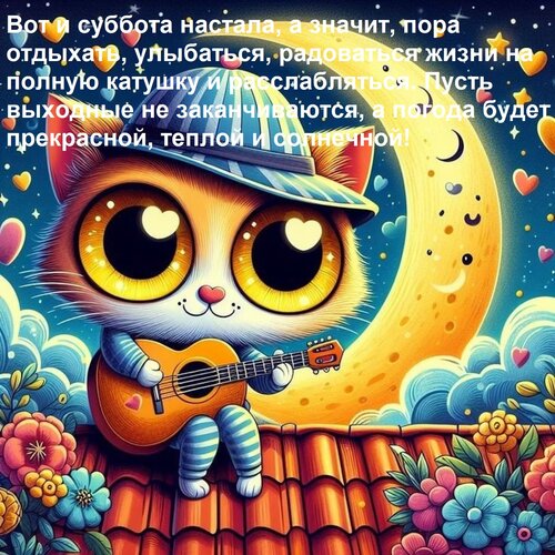 Открытка Вот и суббота настала, а значит, пора отдыхать, улыбаться, радоваться жизни на полную катушку и расс