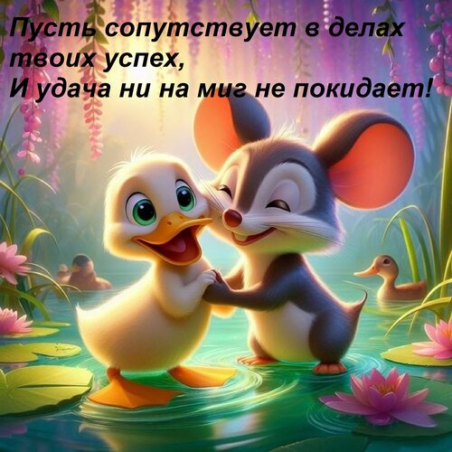 Открытка Пусть сопутствует в делах твоих успех, И удача ни на миг не покидает!