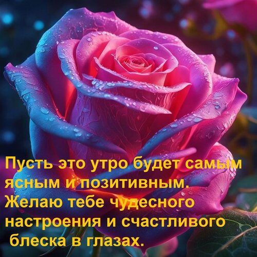 Открытка Пусть это утро будет самым ясным и позитивным. Желаю тебе чудесного настроения и счастливого блеска