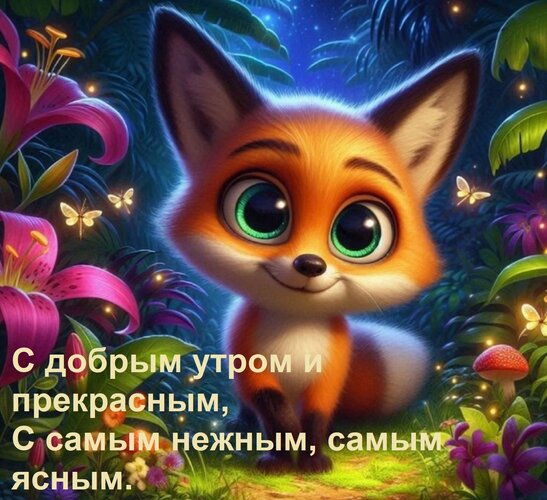 Открытка С добрым утром и прекрасным, С самым нежным, самым ясным.