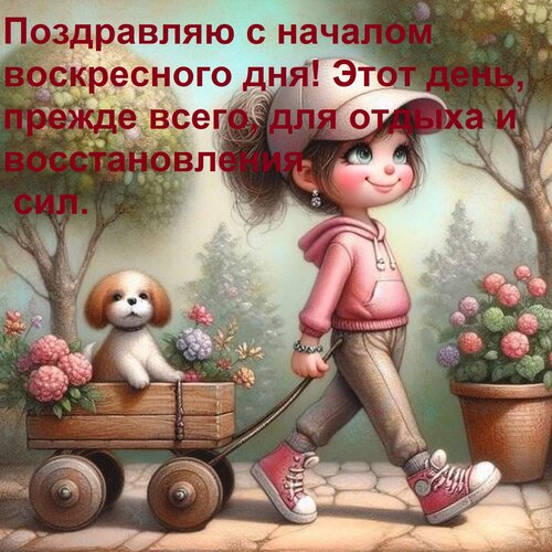 Открытка Поздравляю с началом воскресного дня! Этот день, прежде всего, для отдыха и восстановления сил.