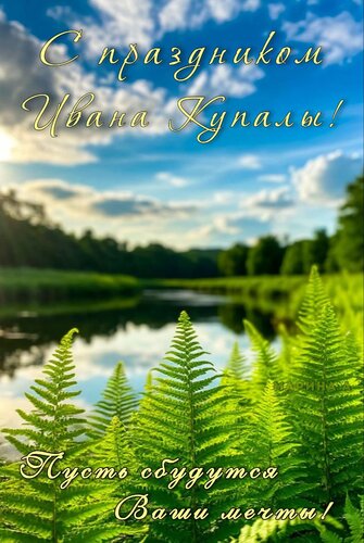 Открытка С ПРАЗДНИКОМ ИВАНА КУПАЛЫ! ПУСТЬ СБУДУТСЯ ВАШИ МЕЧТЫ!