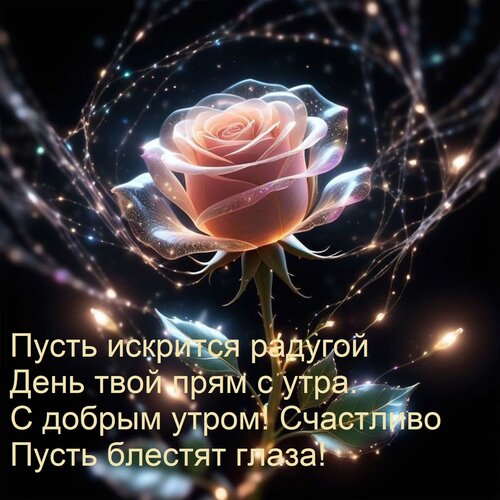 Открытка Пусть искрится радугой День твой прям с утра. С добрым утром! Счастливо Пусть блестят глаза!
