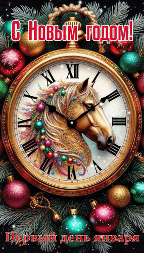Анимированная открытка Первый день января. С Новым годом!
