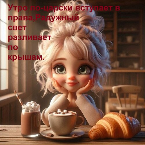 Открытка Утро по-царски вступает в права, Радужный свет разливает по крышам.