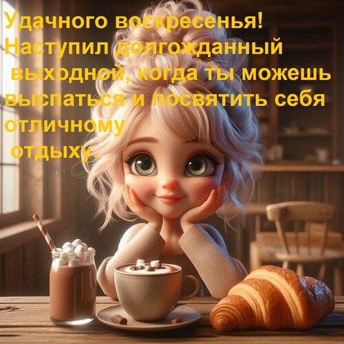Открытка Удачного воскресенья! Наступил долгожданный+ выходной, когда ты можешь выспаться и посвятить себя