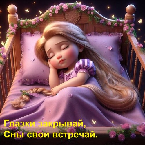 Открытка Глазки закрывай, Сны свои встречай.