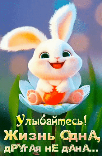 Анимированная открытка Улыбайтесь! Жизнь одна, другая не дана...