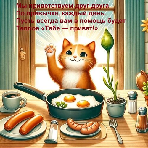 Открытка Мы приветствуем друг друга По привычке, каждый день. Пусть всегда вам в помощь будет Теплое «Тебе —