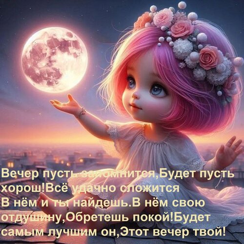 Открытка Вечер пусть запомнится, Будет пусть хорош! Всё удачно сложится В нём и ты найдешь В нём свою отдушин