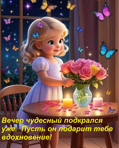 Открытка Вечер чудесный подкрался уже. Пусть он подарит тебе вдохновение!
