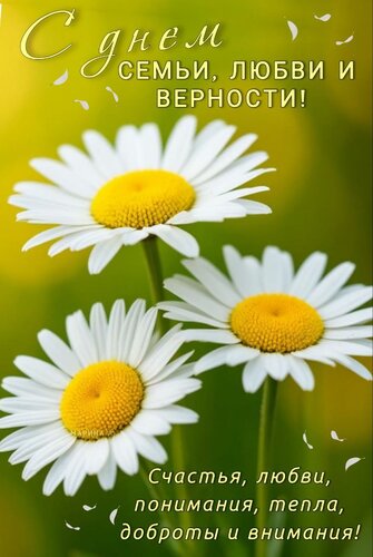 Открытка с днем семьи, любви и верности! счастья, любви, понимания, тепла, доброты и внимания!