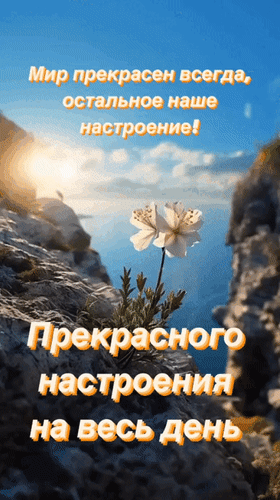 Анимированная открытка Мир прекрасен всегда, остальное наше настроение. Прекрасного настроения на весь день.
