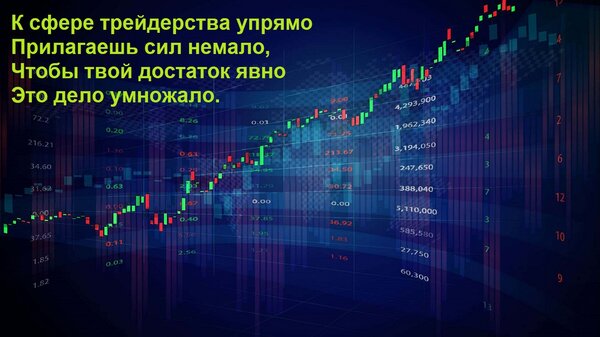 Открытка К сфере трейдерства упрямо Прилагаешь сил немало, Чтобы твой достаток явно Это дело умножало.