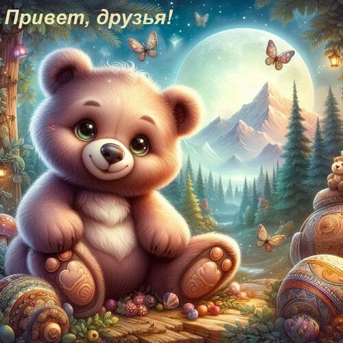 Открытка Привет, друзья!
